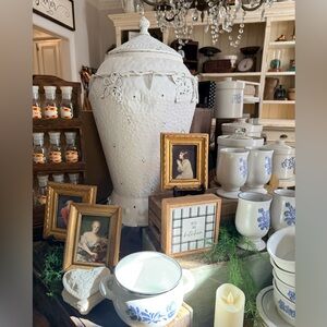 White Decorative metal Vase with lid